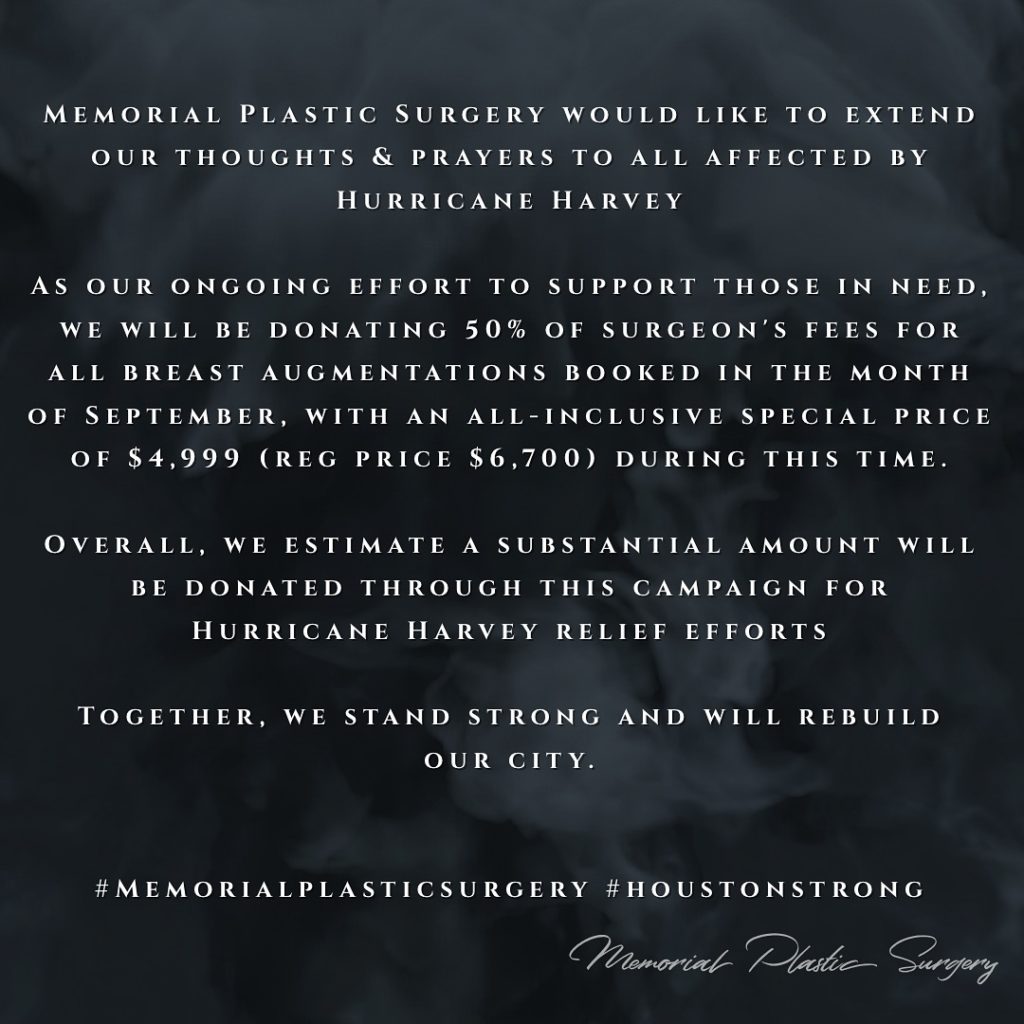 Hurricane Harvey relief for Houston by Memorial Plastic Surgery.