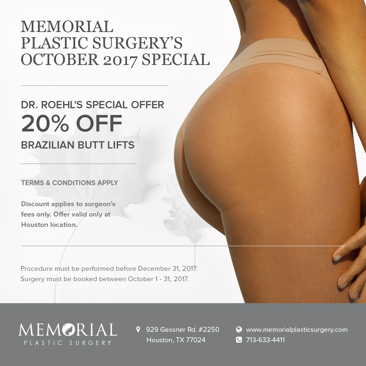 Brazilian Butt Lift Fall Special 2017 - Dr. Kendall Roehl