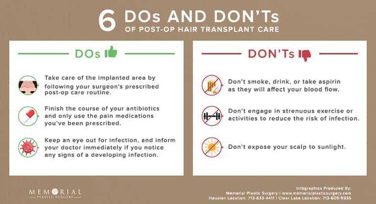 post op hair transplant dos and donts infographics